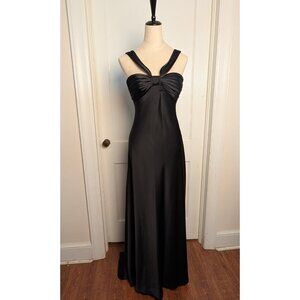 Calvin Klein Satin Gown High Low w/ Sweetheart Neckline-Black-XS/Small